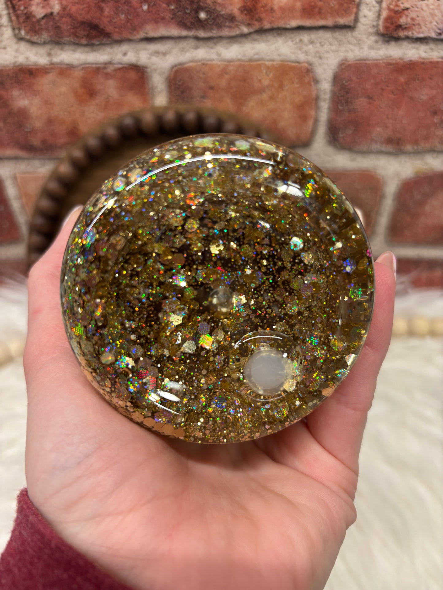 Cheetah & Red Floral Snowglobe Cup Boujee Bubbles Glitter