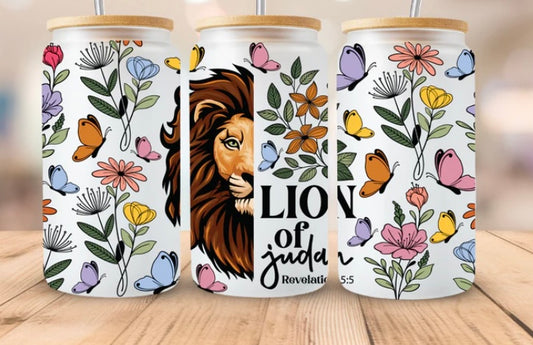 Lion of Judah Tumbler or Glass Can UV DTF wrap - MUST BUY CUP