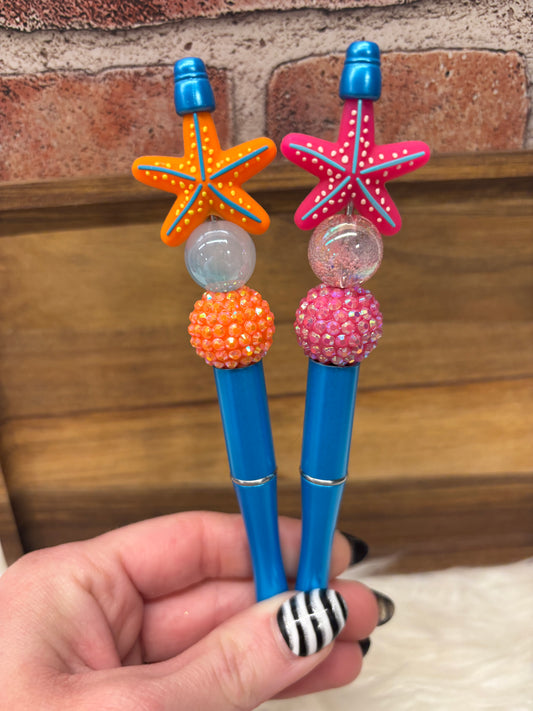 3D Starfish silicone beaded ballpoint ink pen