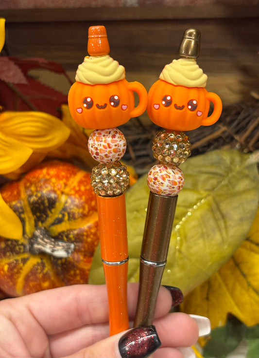 3D Pumpkin Mug Latte silicone beaded ballpoint ink pen