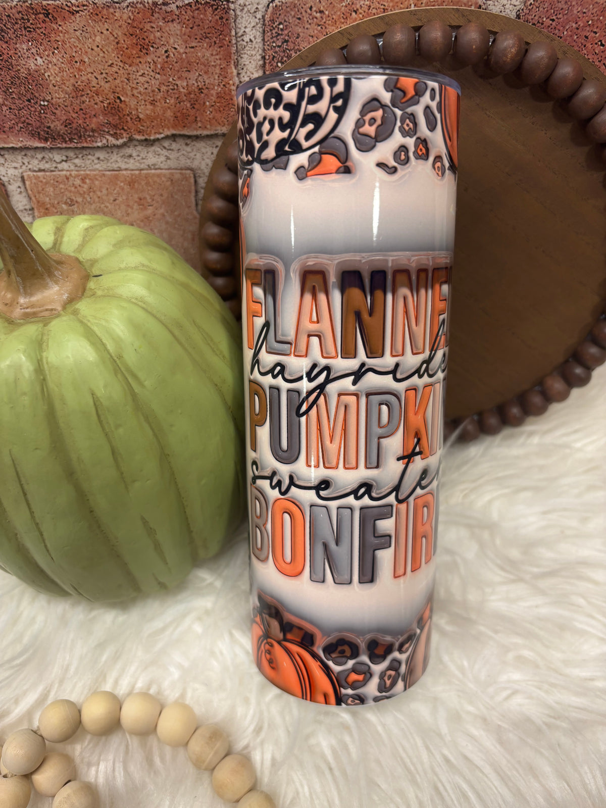 Flannels Pumpkins Hayrides Insulated 20oz Skinny Tumbler