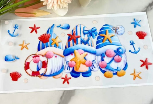 Summer Gnomes Tumbler or Glass Can UV DTF wrap - MUST BUY CUP