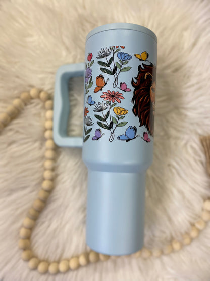 Lion of Judah, Light Blue 40oz Insulated Tumbler with Handle