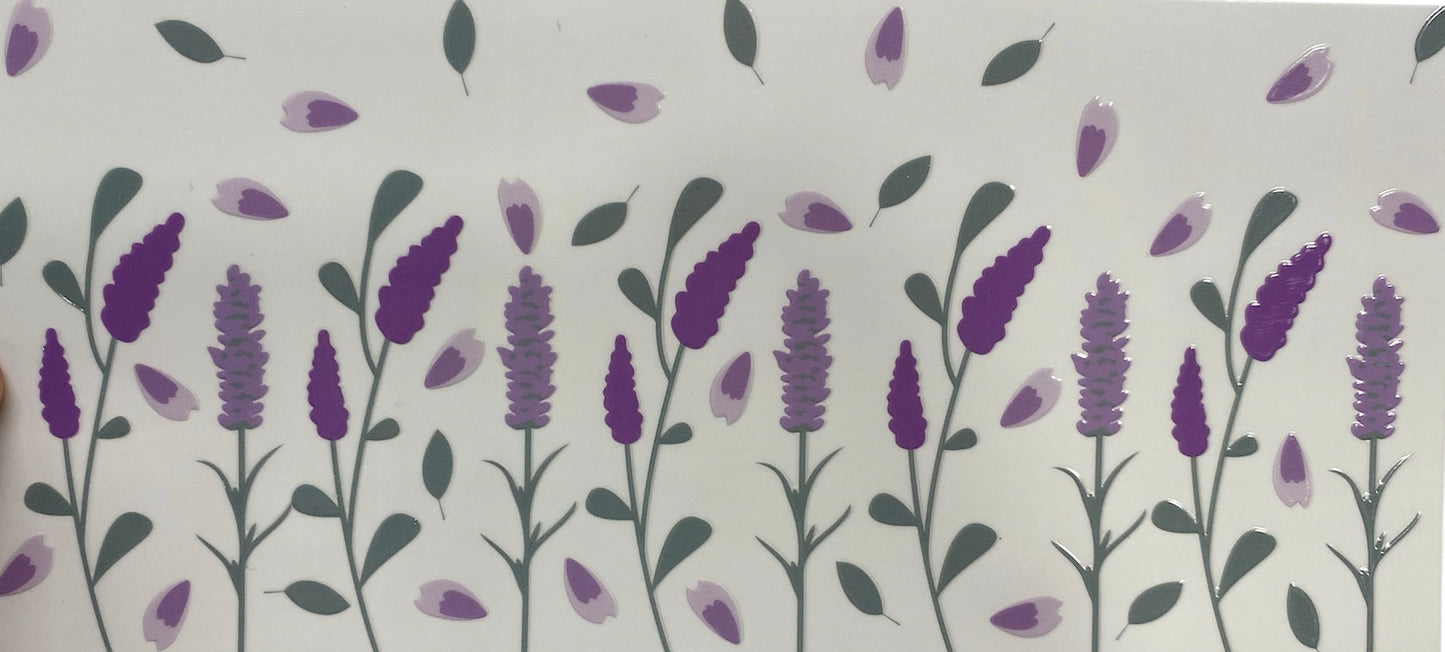 Purple Flowers Tumbler or Glass Can UV DTF wrap - MUST BUY CUP