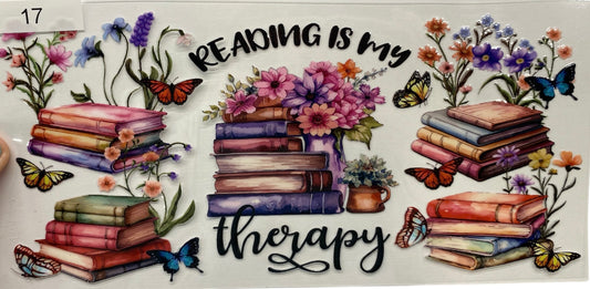 Reading is my Therapy Tumbler or Can Cup UV DTF wrap