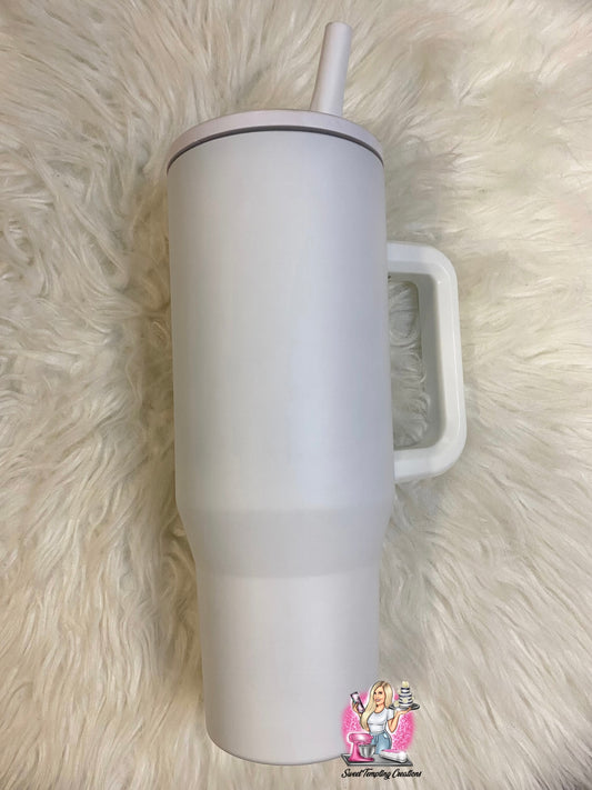 White, Custom 40oz Sipper Tumbler UVDTF or Sublimation