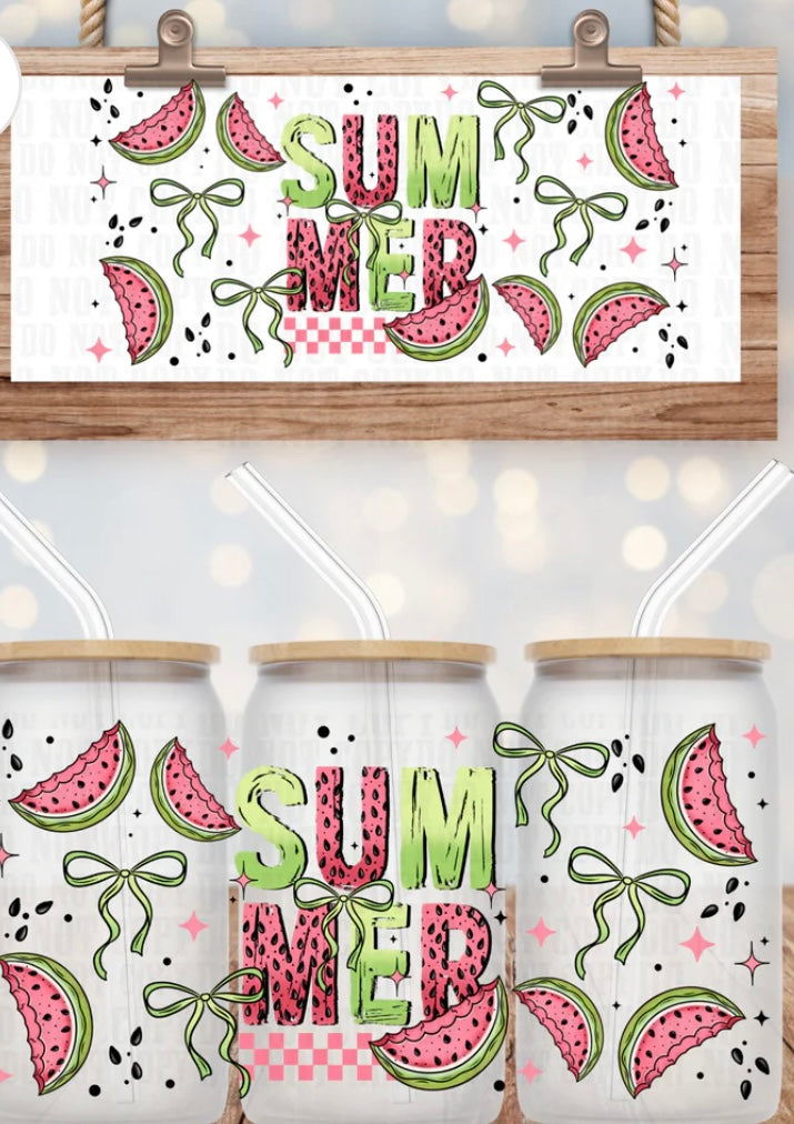 Summer Watermelon Tumbler or Glass Can UV DTF wrap - MUST BUY CUP