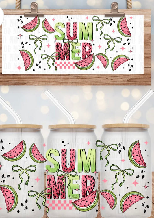 Summer Watermelon Tumbler or Glass Can UV DTF wrap - MUST BUY CUP