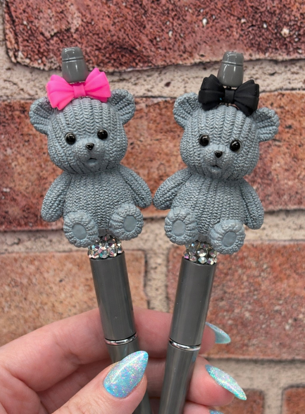 3D Teddy Bears Clay silicone beaded ballpoint ink pen