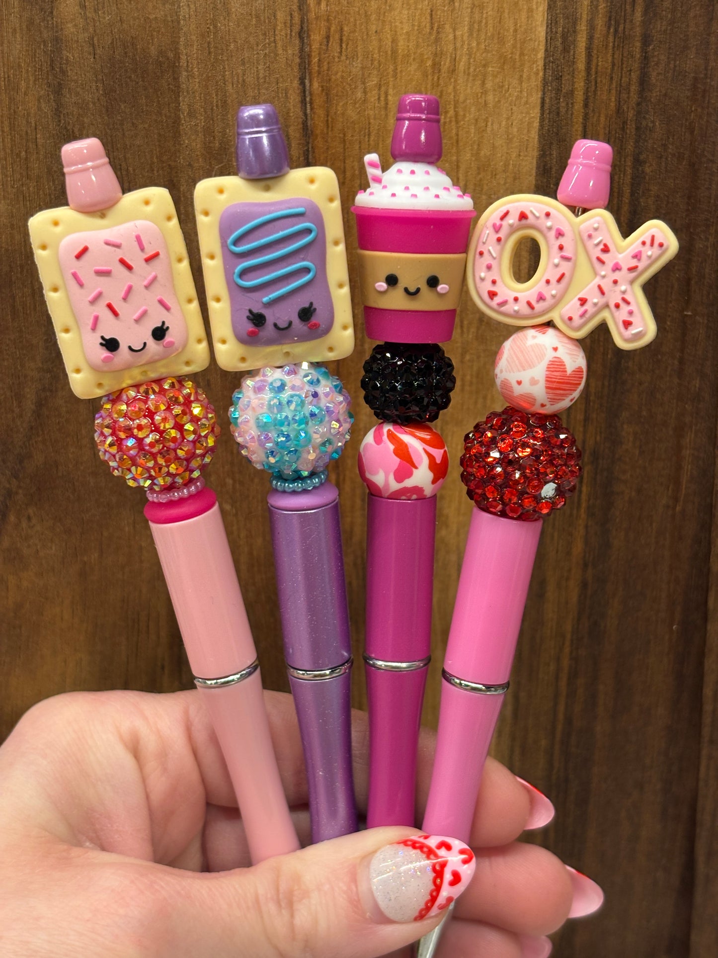 3D Pop Tart Valentine Coffee silicone beaded ballpoint ink pen