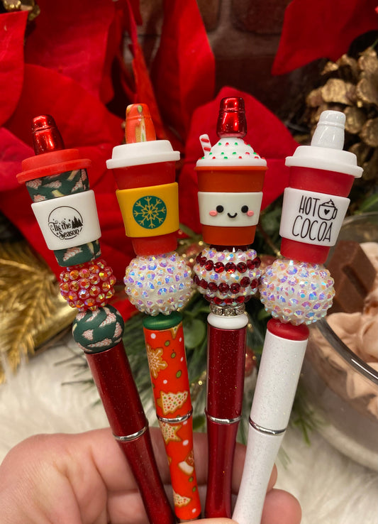 3D Christmas Coffee Hot Cocoa silicone beaded ink pen