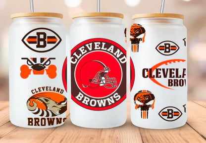 Cleveland Football Tumbler or Glass Can UV DTF wrap