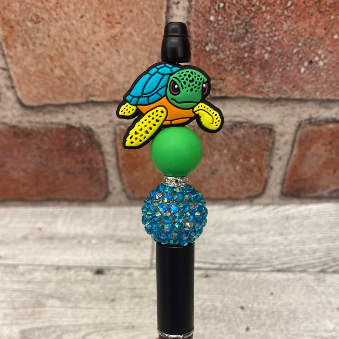 Turtle silicone beaded ballpoint ink pen