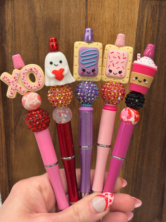 3D Pop Tart Valentine Coffee silicone beaded ballpoint ink pen