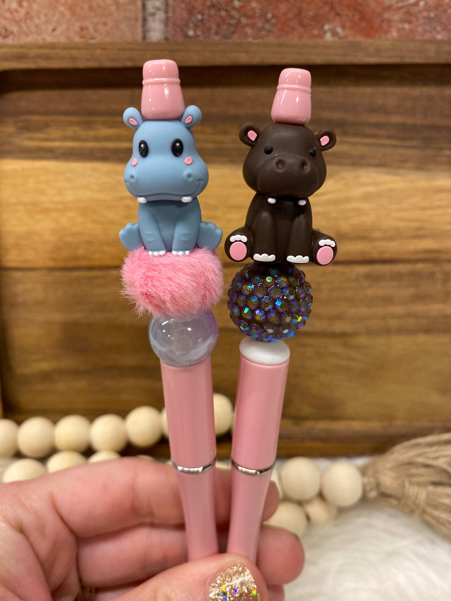 3D Hippo silicone beaded ballpoint ink pen