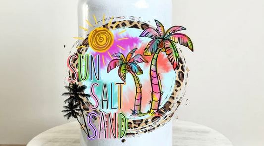 Sun Salt Sand Tumbler or Glass Can UV DTF decal - MUST BUY CUP