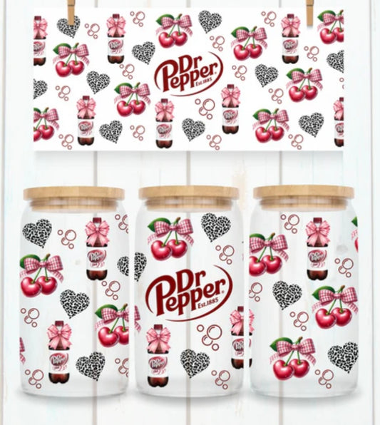 Cherry Peppa Tumbler or Glass Can UV DTF wrap - MUST BUY CUP