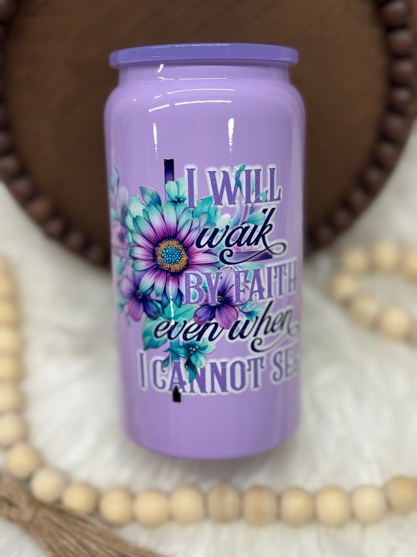 Walk by Faith, Purple, 16oz Stainless Steel Cup
