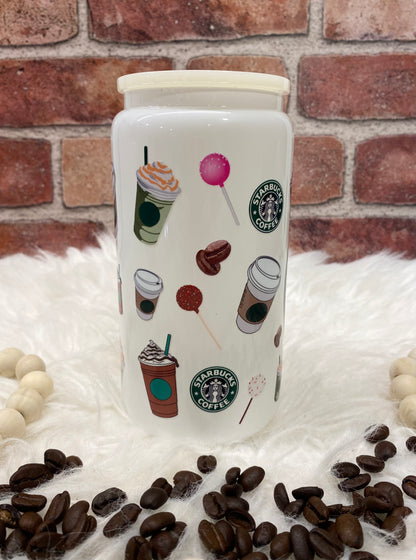 Starb-ies 16oz white glass can UVDTF wrap