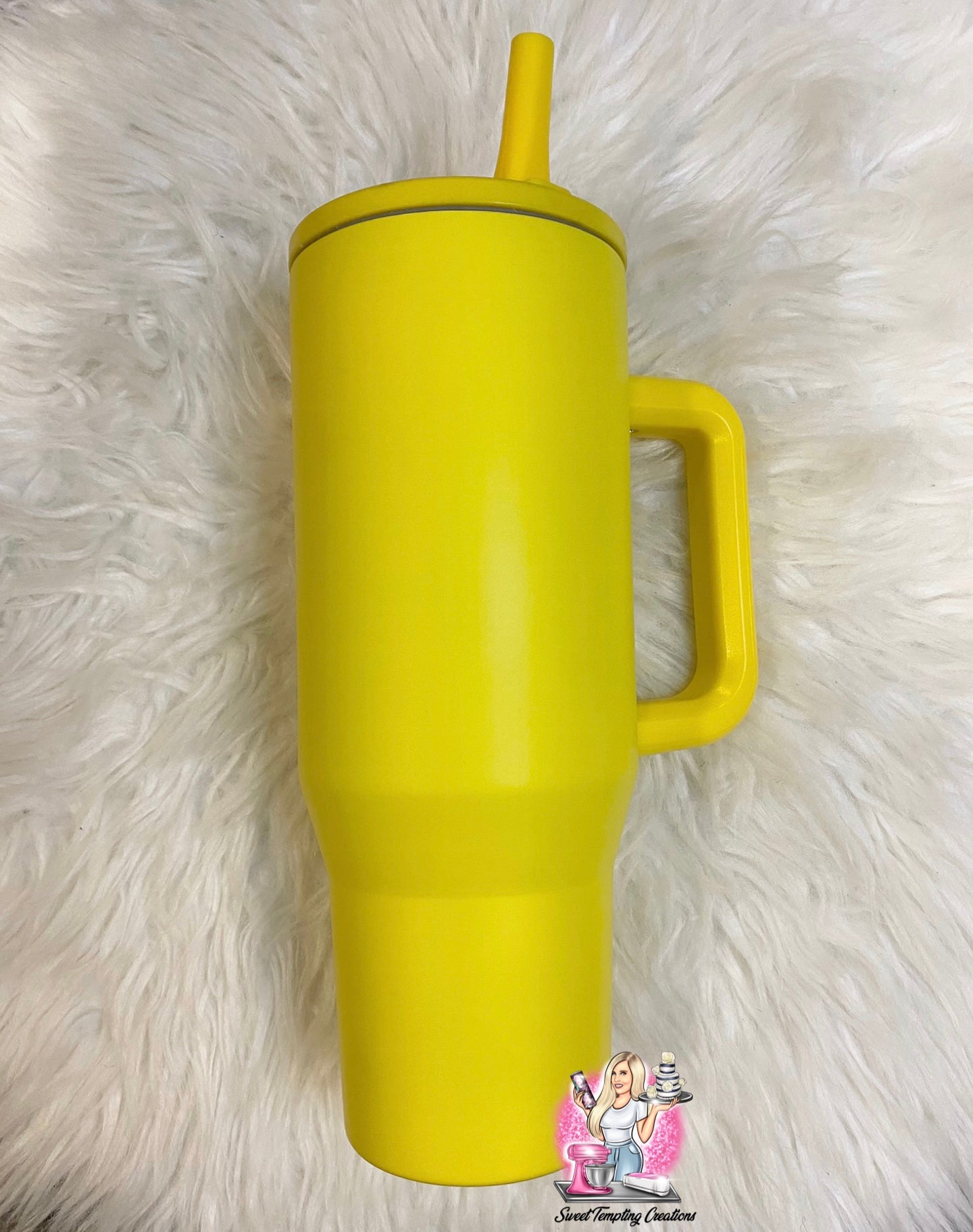 Bright Yellow, Custom 40oz Sipper Tumbler UVDTF or Sublimation