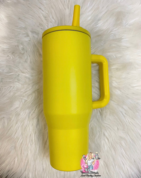 Bright Yellow, Custom 40oz Sipper Tumbler UVDTF or Sublimation