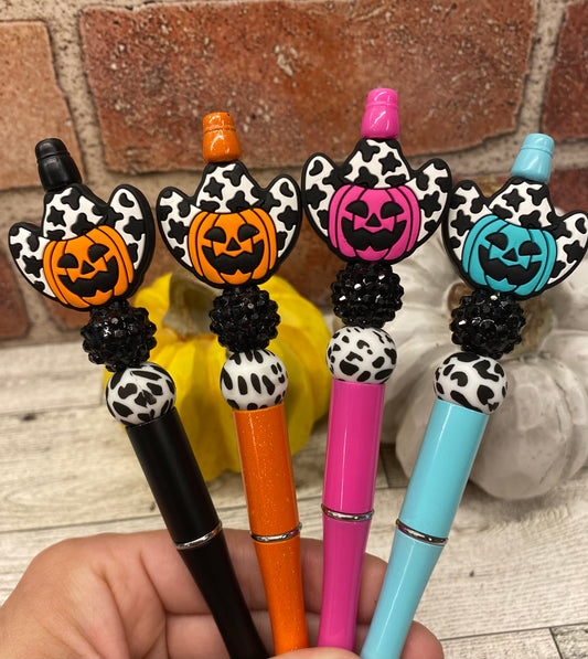 Cowboy Pumpkin silicone beaded ballpoint ink pen