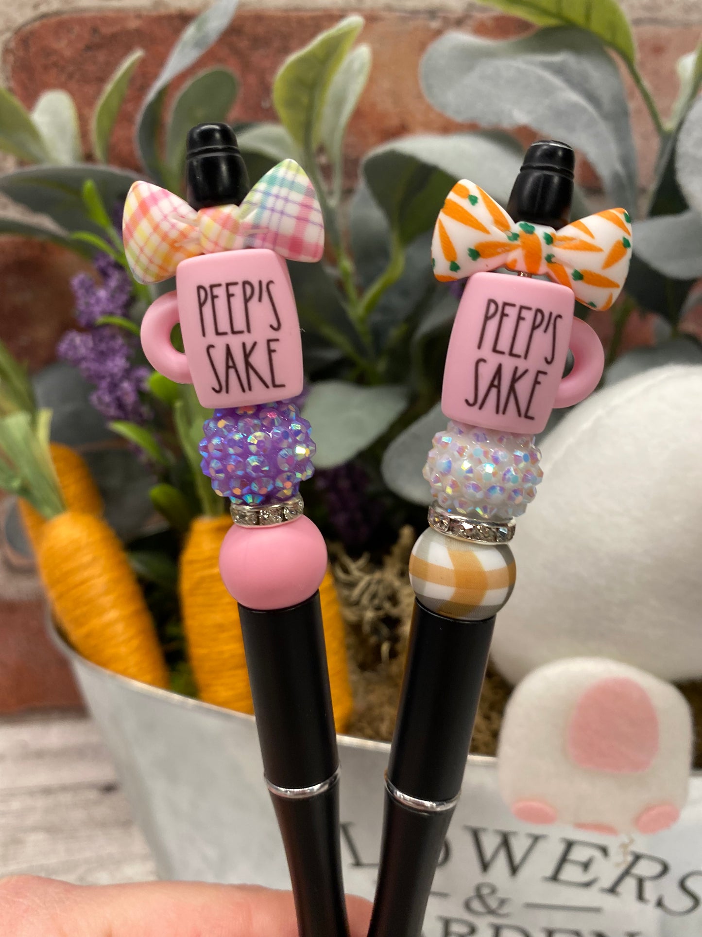 Pink Peep’s Sake Mug silicone beaded ballpoint ink pen