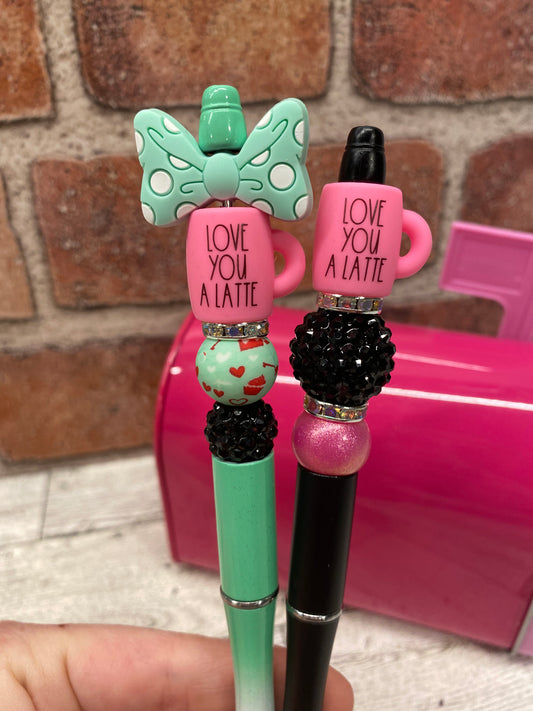 Love you A Latte Mug silicone beaded ballpoint ink pen