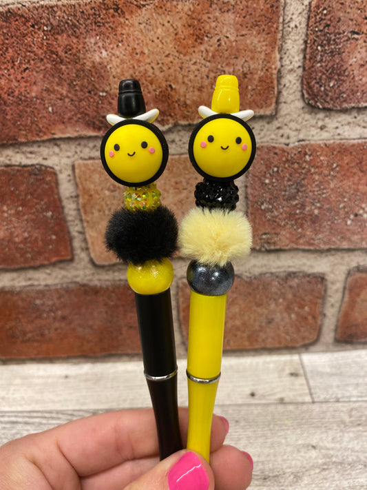 3D Bee silicone beaded ballpoint ink pen