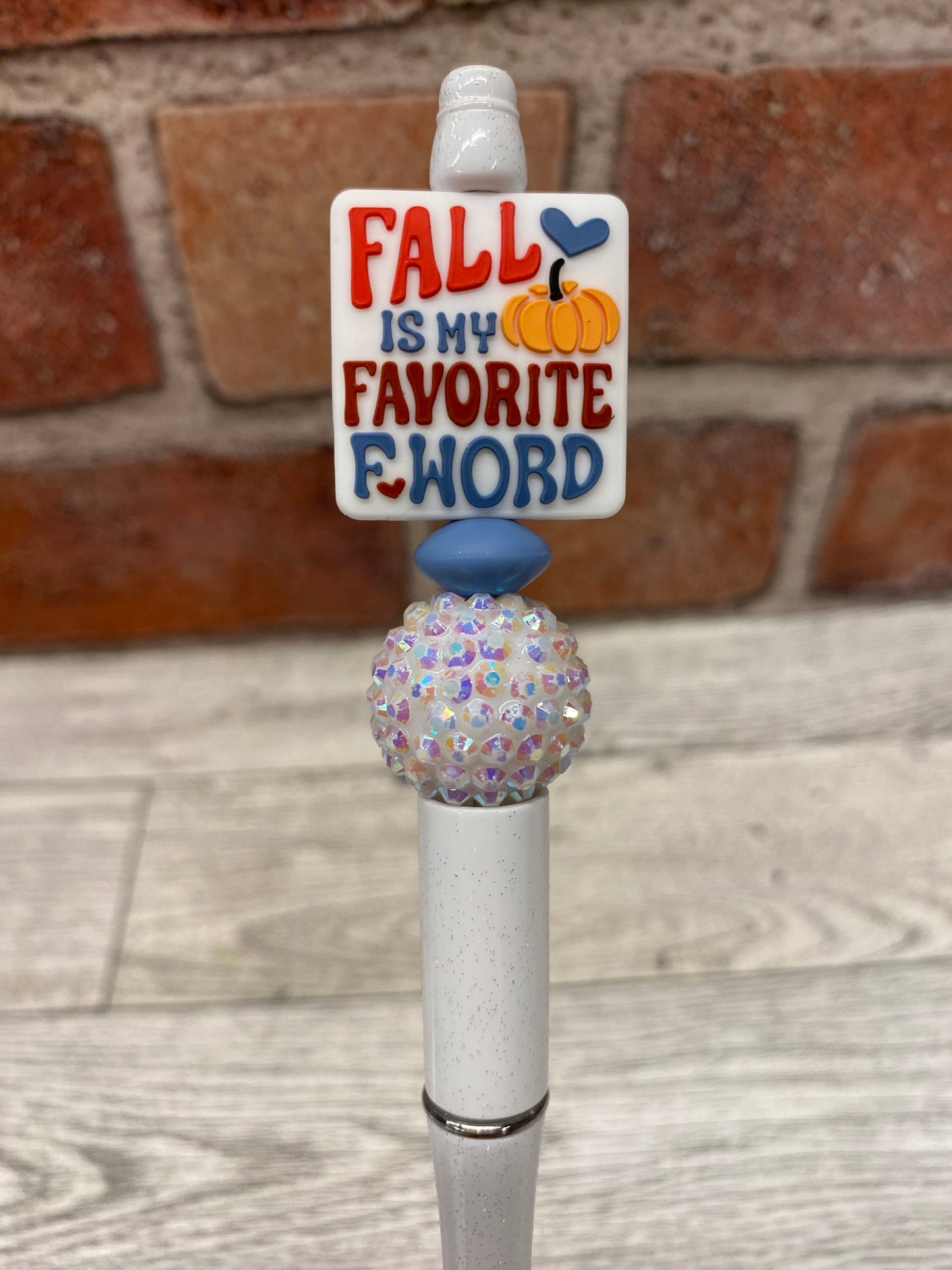 Fall is my Favorite silicone beaded ballpoint ink pen