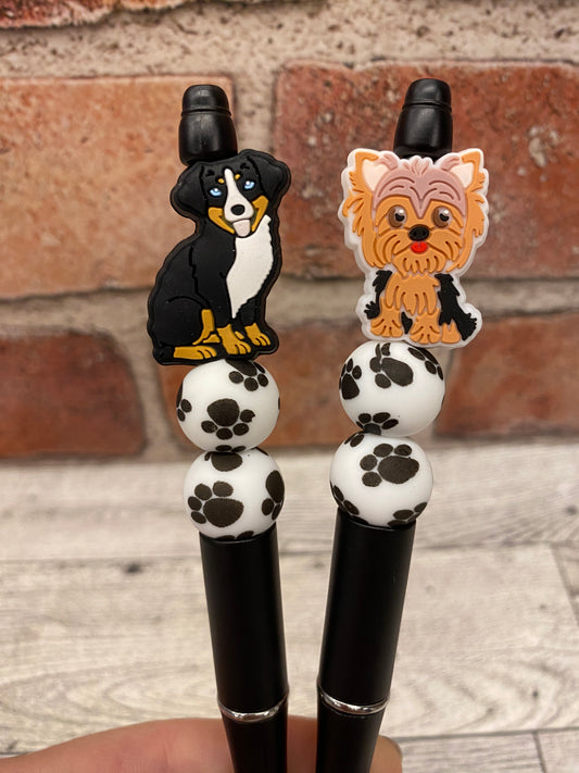 Aussie Australian Yorkie Yorkshire dog silicone beaded ballpoint ink pen