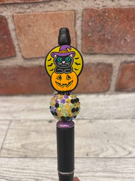 Halloween Kitty silicone beaded ballpoint ink pen