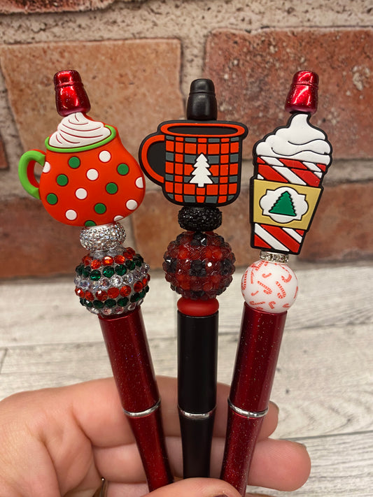 Christmas Cocoa silicone beaded ballpoint ink pen