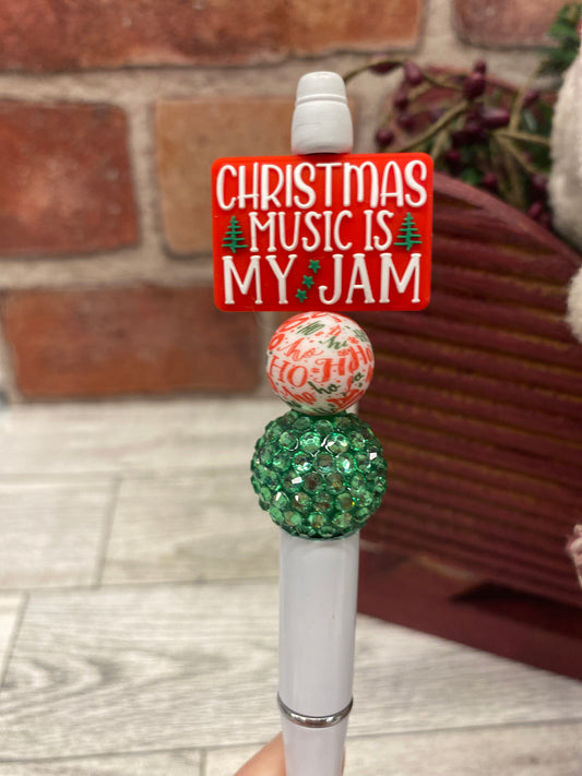 Christmas Music Jam silicone beaded ballpoint ink pen