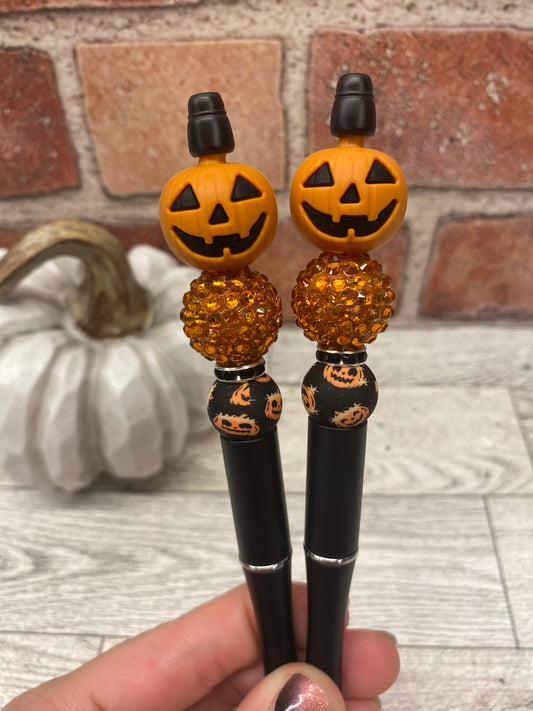 Jack O lantern silicone beaded ballpoint ink pen