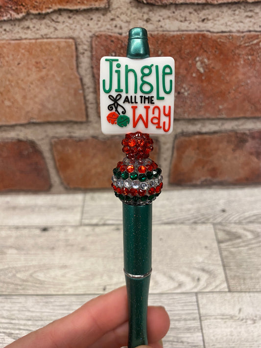 Jingle all the way silicone beaded ballpoint ink pen