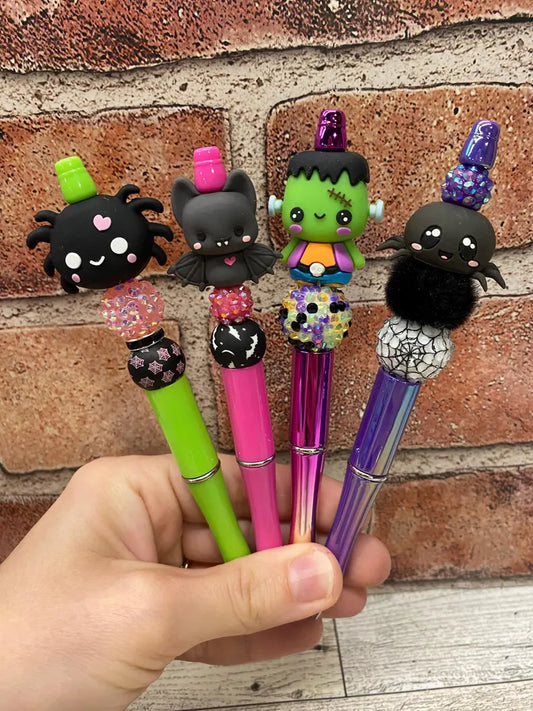 3D Frankie Bat Spider Halloween silicone beaded ink pen