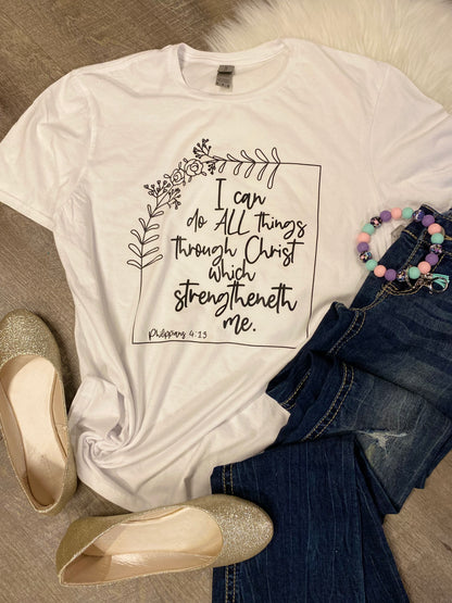 I Can do all things through Christ size Medium Gildan Softstyle Shirt