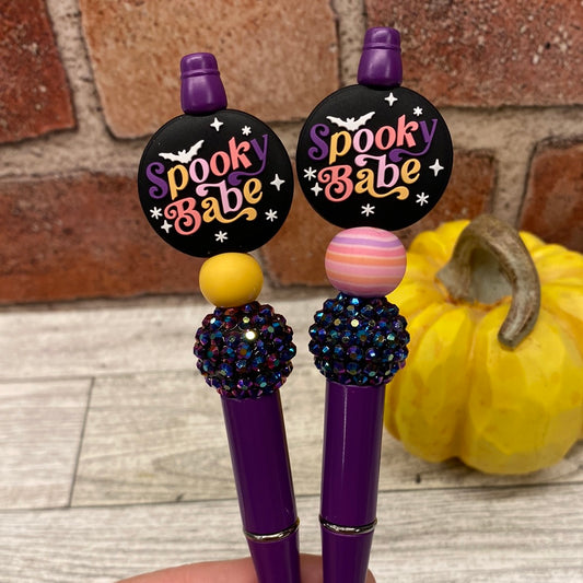 Spooky Babe silicone beaded ballpoint ink pen