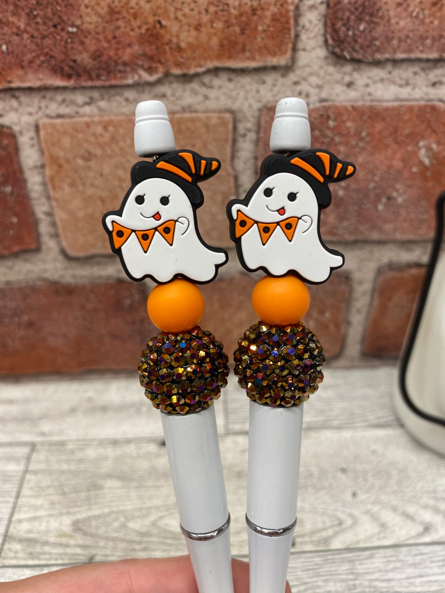 Halloween Ghost silicone beaded ballpoint ink pen