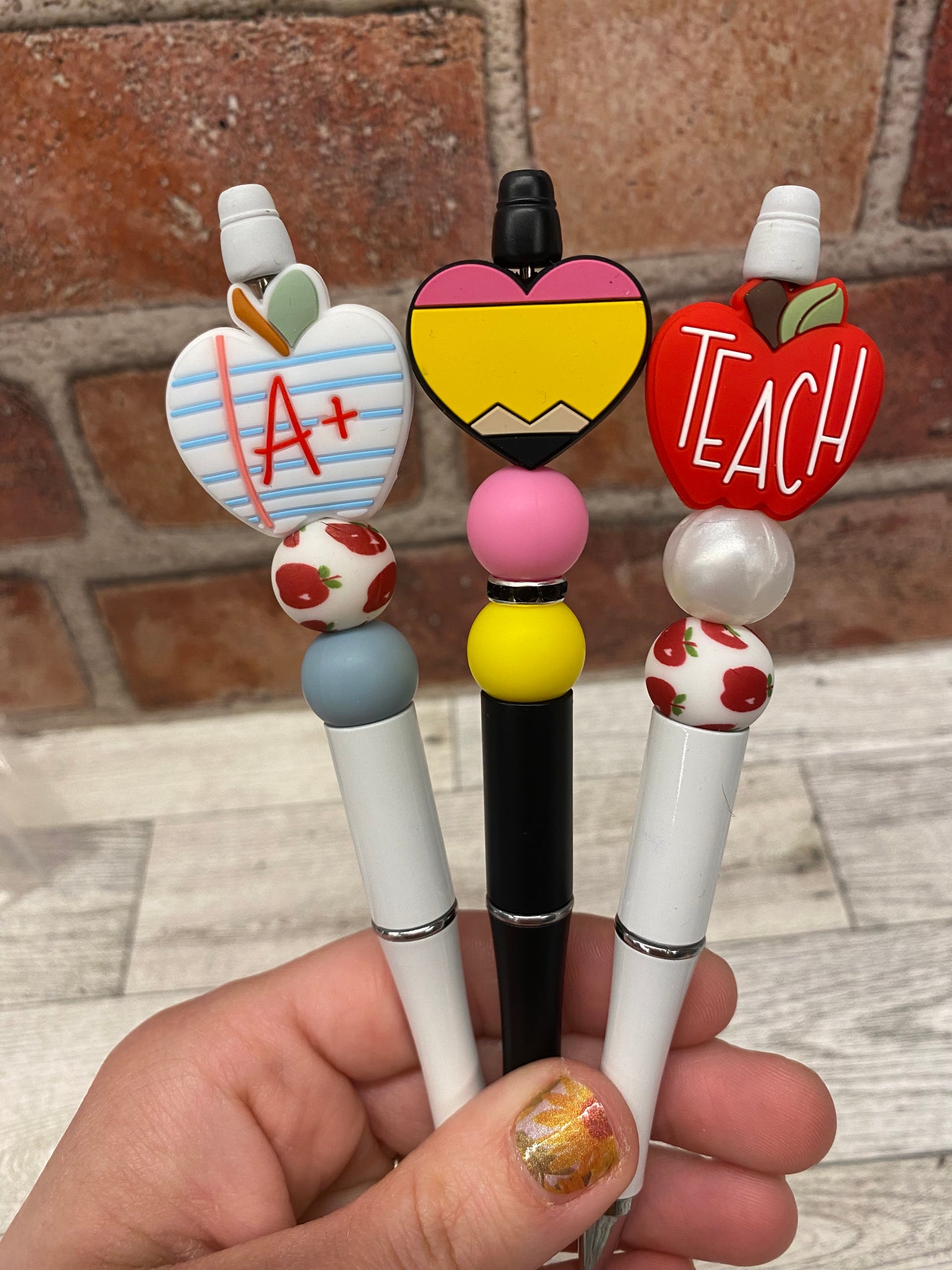 School Teach silicone beaded ballpoint ink pen