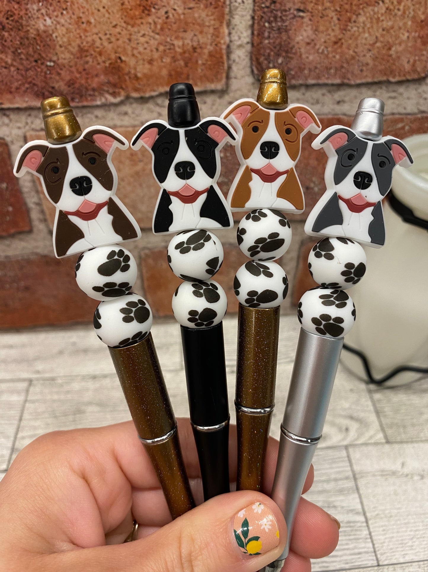 Pittbull Pitties Dog silicone beaded ballpoint ink pen
