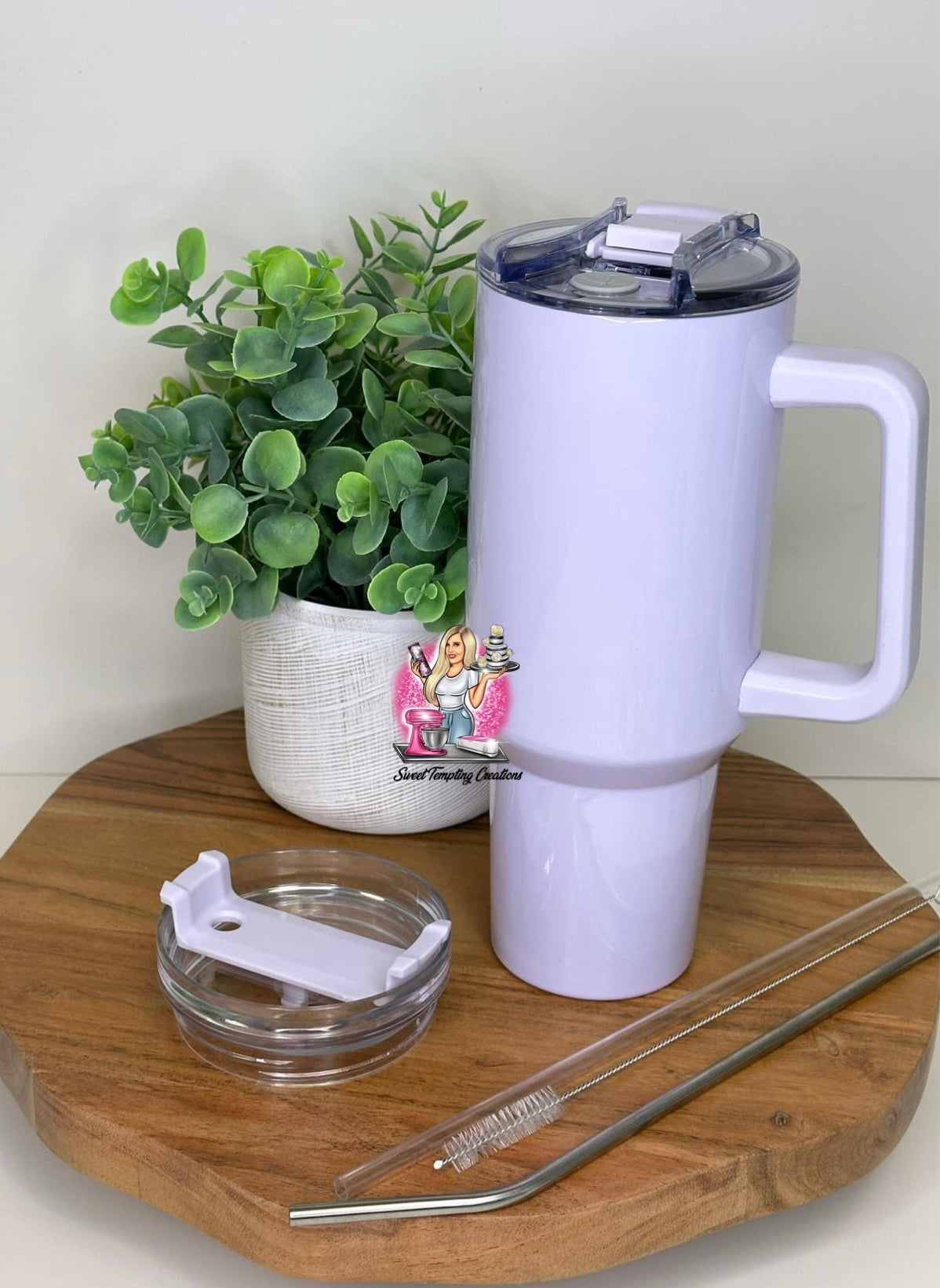 Custom 40oz Sublimation Tumbler with Handle Lavender