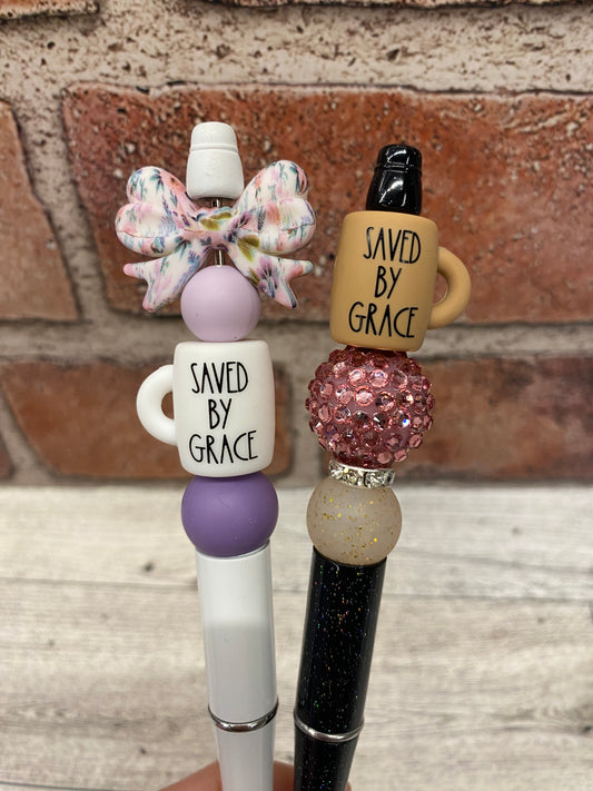 Saved by Grace Mugs silicone beaded ballpoint ink pen