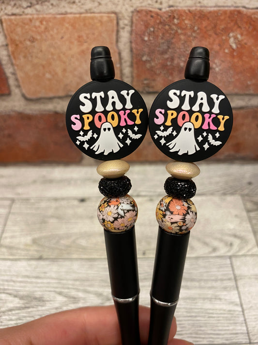 Stay Spooky silicone beaded ballpoint ink pen