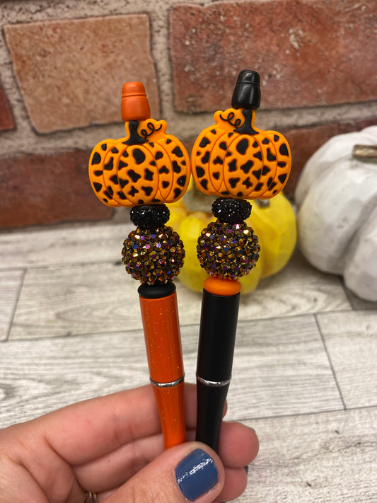 Cow Print Pumpkin silicone beaded ballpoint ink pen