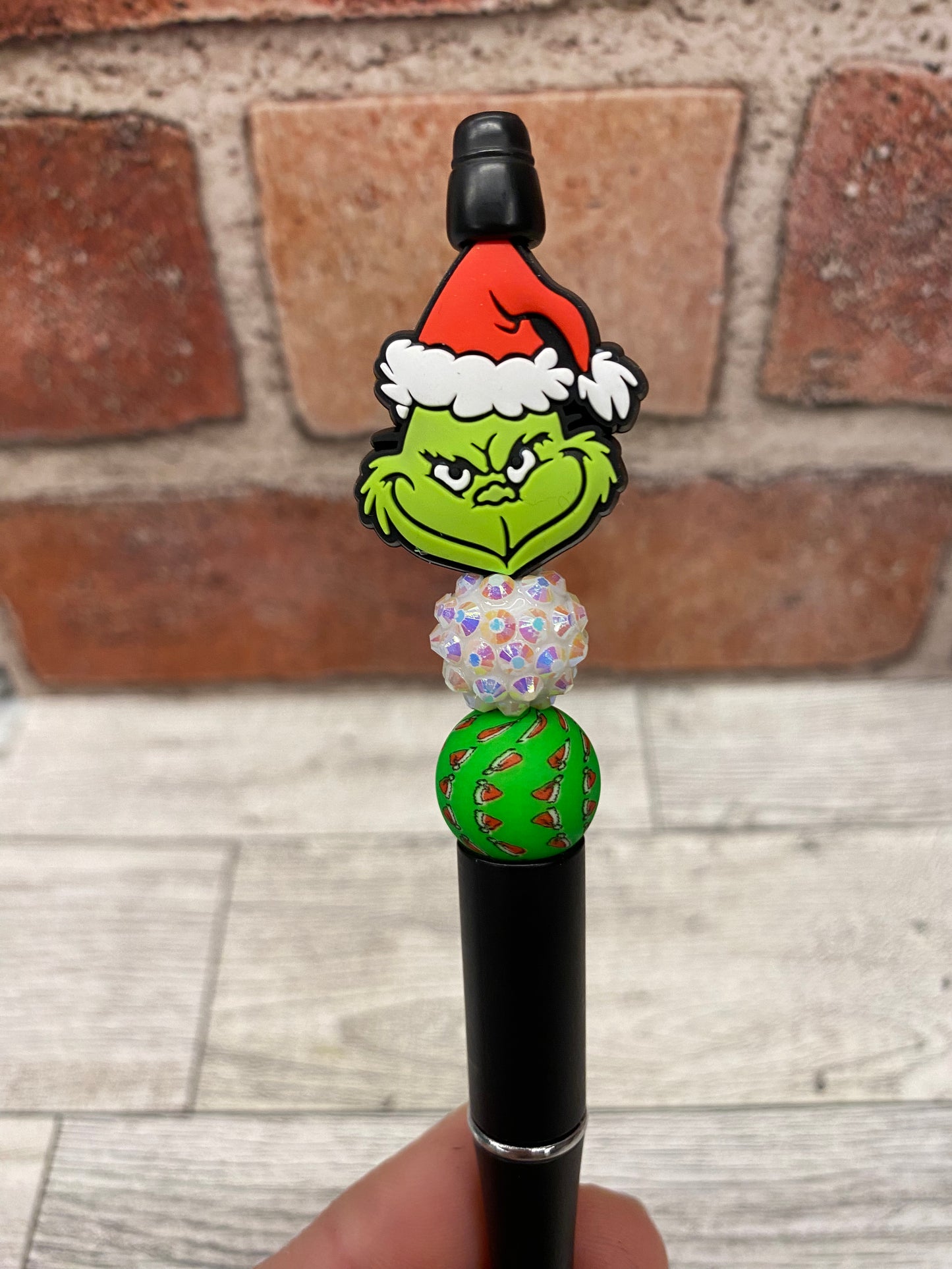 Mean Green Guy silicone beaded ballpoint ink pen