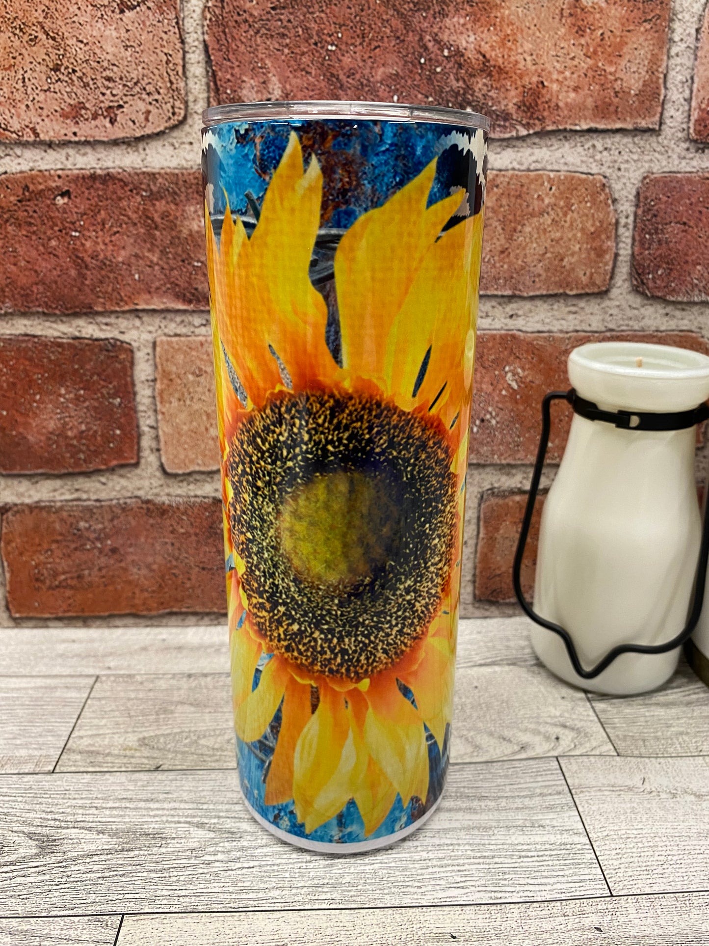 Leopard Sunflower Insulated 20oz Skinny Tumbler