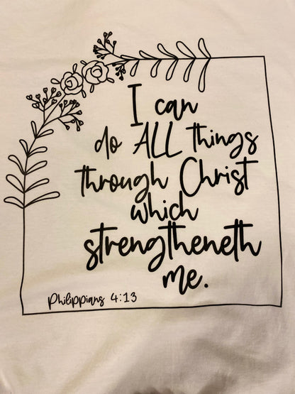 I Can do all things through Christ size Medium Gildan Softstyle Shirt