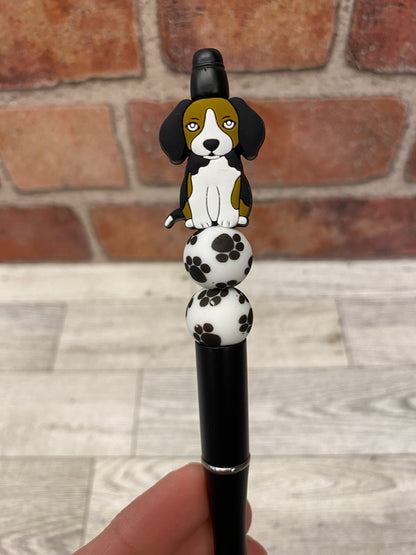 Beagle dog silicone beaded ballpoint ink pen